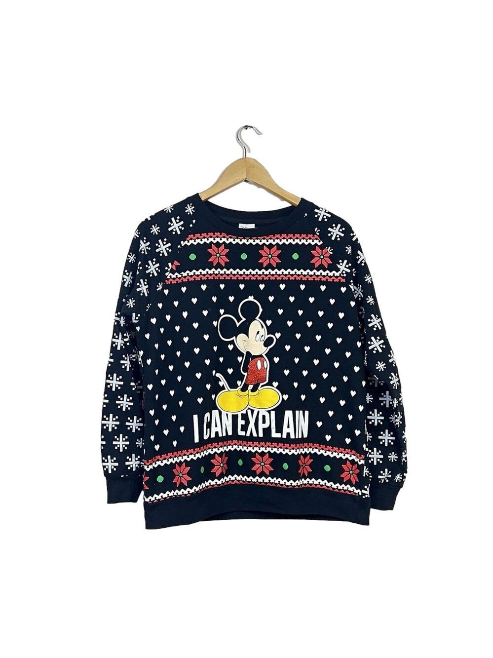 Disney Mickey Mouse I CAN EXPLAIN Long Sleeve Sweater Juniors Large (11-13)
